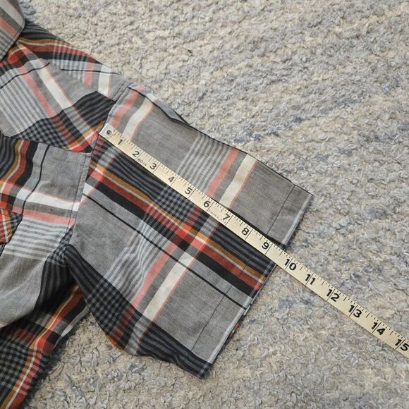 VTG Rustler X-Long Tails Short Sleeve Pearl Snap Shirt Mens XL Rodeo Plaid - Picture 4 of 5